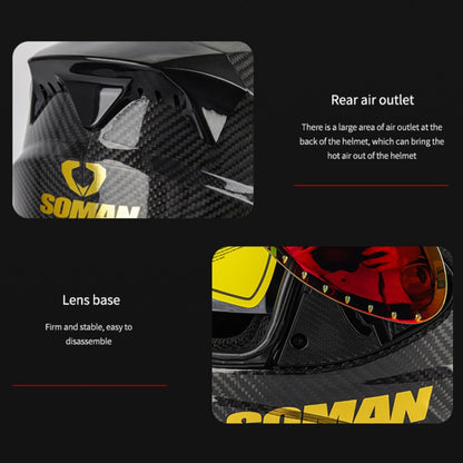 SOMAN Motorcycle Carbon Fiber Double Lens Thermal Safety Helmet, Size: L(Cheetah Print REVO) - Helmets by SOMAN | Online Shopping UK | buy2fix