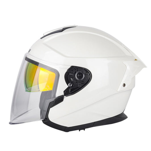 SOMAN Motorcycle Electric Bicycle Dual Lens Riding Helmet, Size: XL(Pearl White) - Helmets by SOMAN | Online Shopping UK | buy2fix