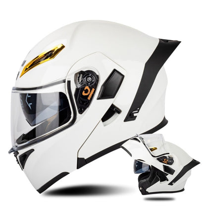 SOMAN Motorcycle Dual Lens Riding Peel-Off Full Coverage Helmet, Size: L(Pearl White) - Helmets by SOMAN | Online Shopping UK | buy2fix