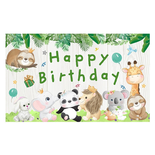 180x90cm 2pcs Animal Birthday Theme Backdrop Cloth Party Decoration(2023SRB93) -  by buy2fix | Online Shopping UK | buy2fix