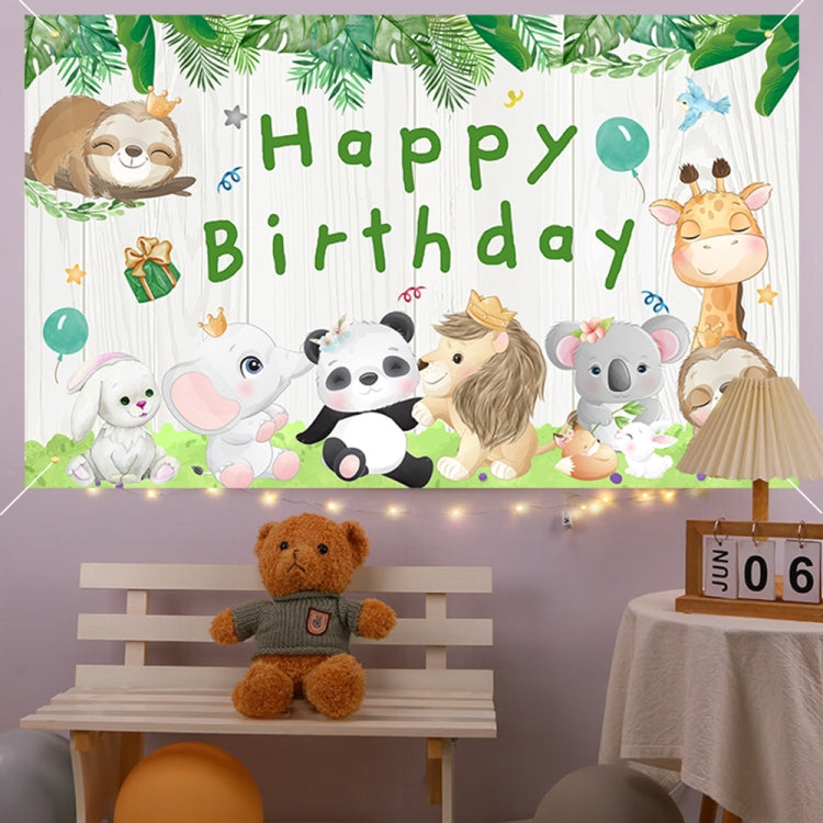 180x110cm 2pcs Animal Birthday Theme Backdrop Cloth Party Decoration(2023SRB93) -  by buy2fix | Online Shopping UK | buy2fix