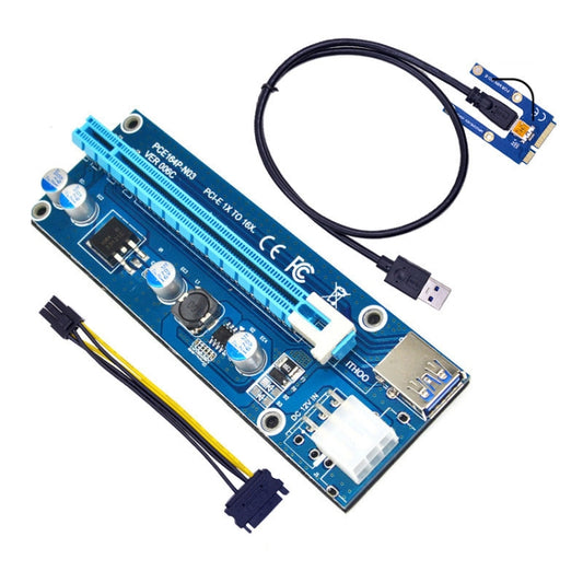 PCE164P-N03 VER006C Mini PCI-E 1X To 16X Riser For Laptop External Image Card, Spec: Blue Board 6pin - Add-on Cards by buy2fix | Online Shopping UK | buy2fix