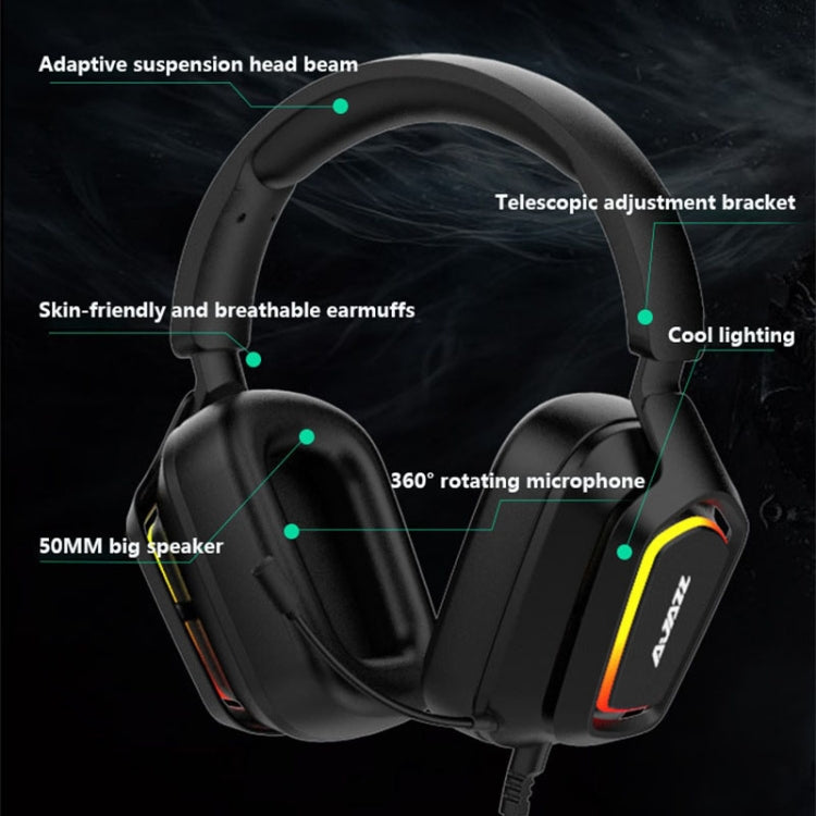 Ajazz AX368 Computer Game Audio Recognition RGB Headset 7.1 Channel Version (Black) - Multimedia Headset by Ajazz | Online Shopping UK | buy2fix