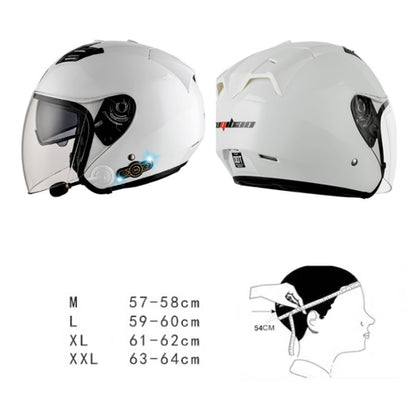 KUQIBAO Motorcycle Smart Bluetooth Sun Protection Double Lens Safety Helmet, Size: M(White+Gray Tail) - Helmets by KUQIBAO | Online Shopping UK | buy2fix