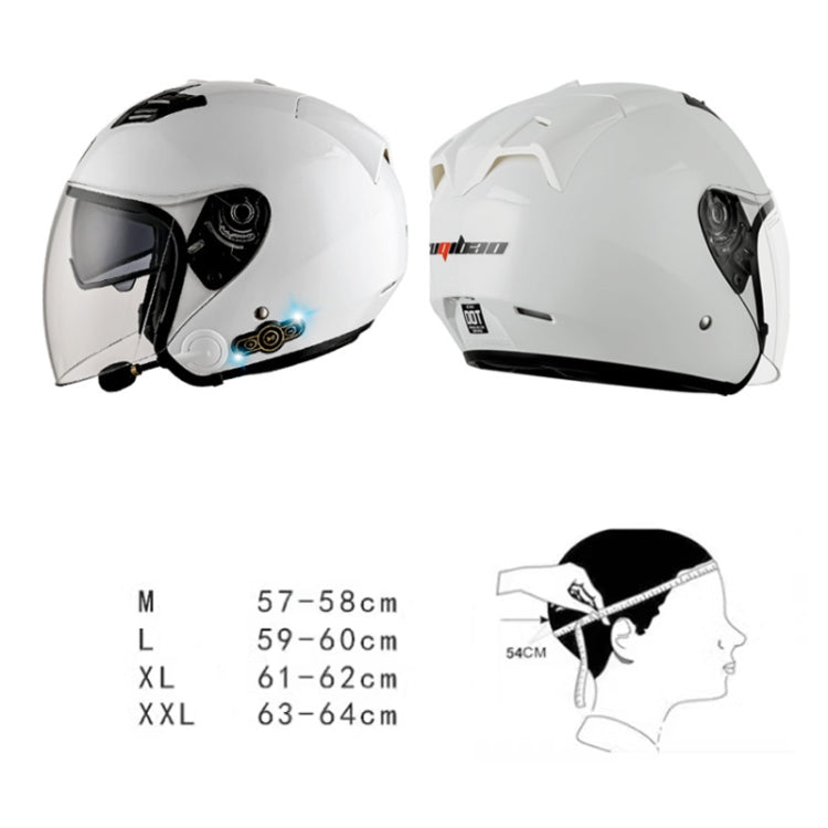 KUQIBAO Motorcycle Smart Bluetooth Sun Protection Double Lens Safety Helmet, Size: XL(White+Black Tail) - Helmets by KUQIBAO | Online Shopping UK | buy2fix