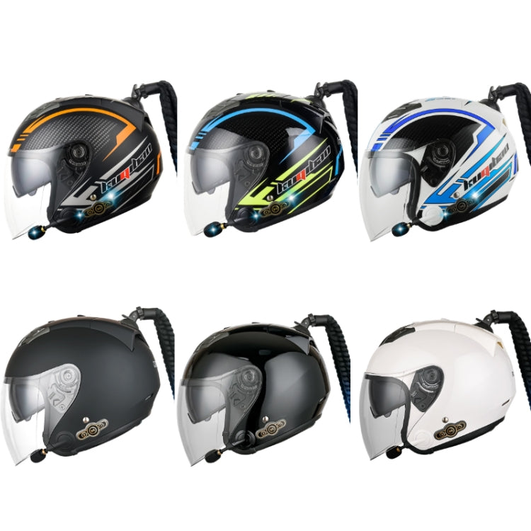 KUQIBAO Motorcycle Bluetooth Headset Double Lens Helmet With Braid, Size: M(Bright Black) - Helmets by KUQIBAO | Online Shopping UK | buy2fix