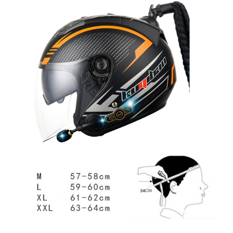 KUQIBAO Motorcycle Bluetooth Headset Double Lens Helmet With Braid, Size: M(Bright Black) - Helmets by KUQIBAO | Online Shopping UK | buy2fix