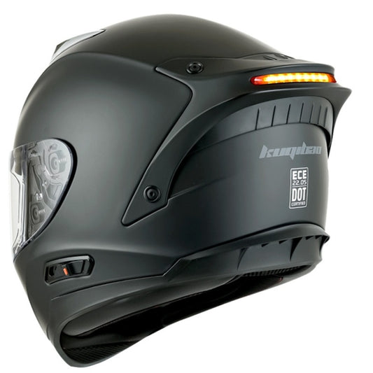 KUQIBAO Motorcycle Dual Lens Anti-Fog Helmet With LED Light, Size: M(Matte Black) - Helmets by KUQIBAO | Online Shopping UK | buy2fix