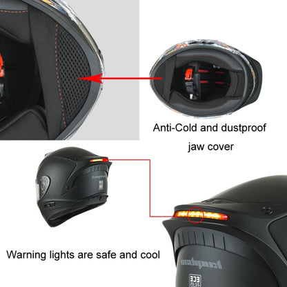KUQIBAO Motorcycle Dual Lens Anti-Fog Helmet With LED Light, Size: L(White) - Helmets by KUQIBAO | Online Shopping UK | buy2fix