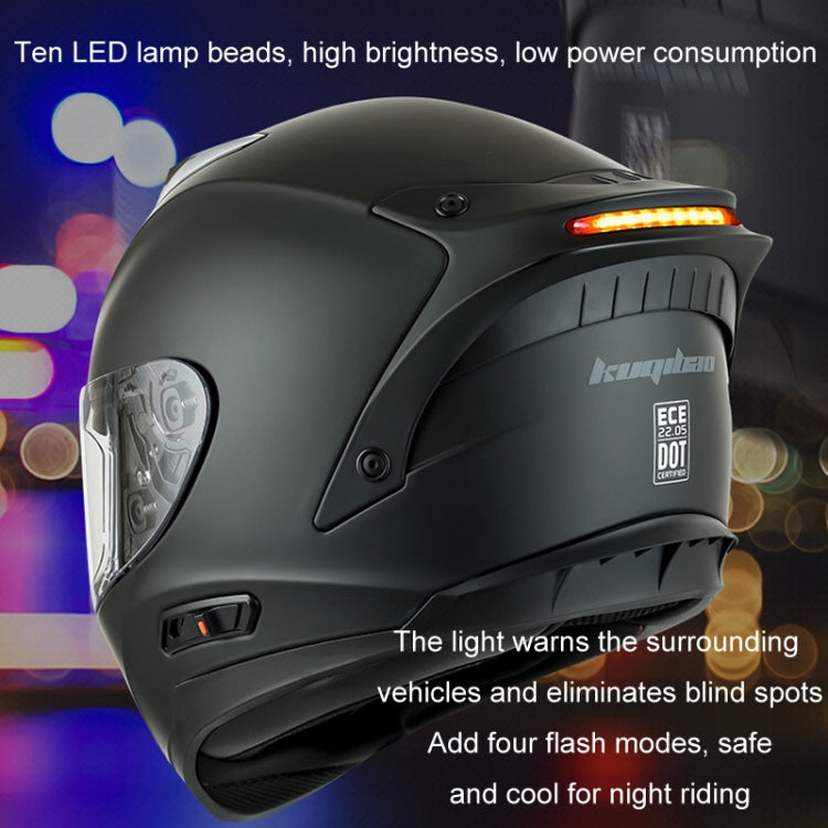 KUQIBAO Motorcycle Dual Lens Anti-Fog Helmet With LED Light, Size: XL(Shiny Black) - Helmets by KUQIBAO | Online Shopping UK | buy2fix