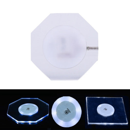 100x4mm Octagonal LED Light Up Acrylic Coaster Transparent Crystal Base(White Light) - Car Drink Holders by buy2fix | Online Shopping UK | buy2fix