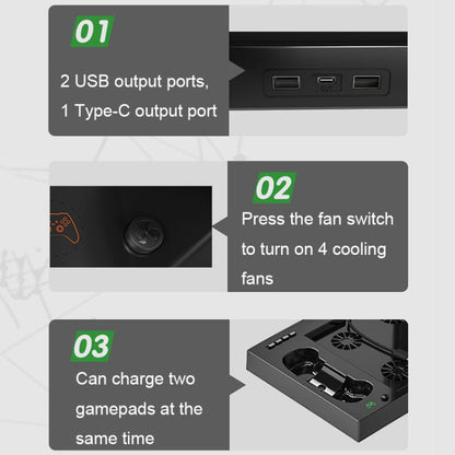 Iplay HBX-274 for Xbox Series X Host Multifunctional Heat Dissipation Base with Gamepad Double Charger(Black) - Charger & Power by iplay | Online Shopping UK | buy2fix