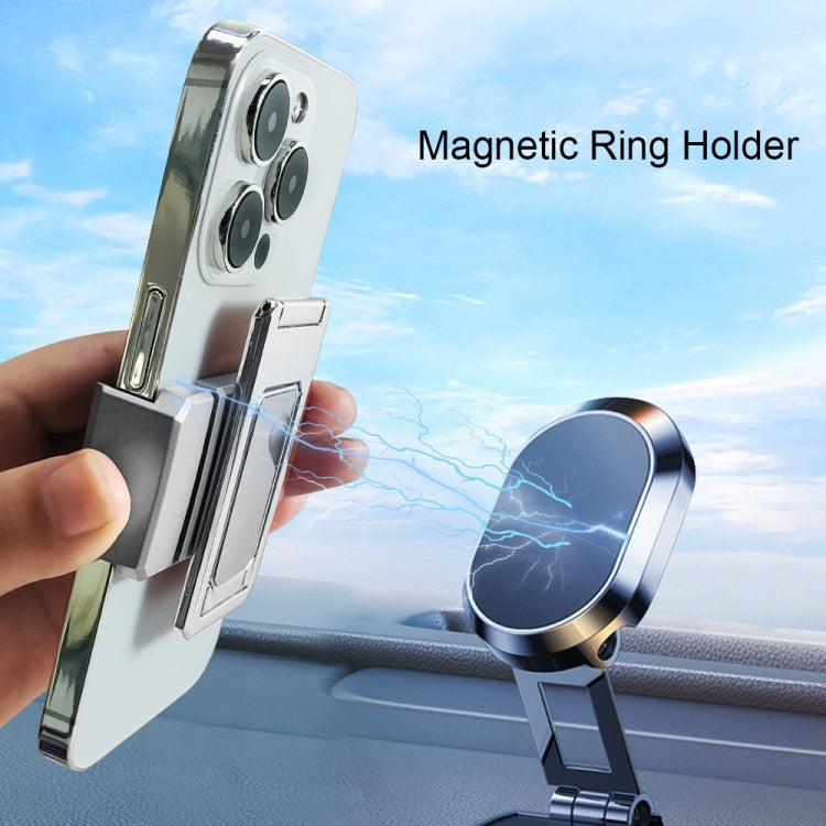 Back Clip Double Ring Magnetic Metal Folding Phone Bracket Desktop Lazy Ring Phone Holder(Black) - Ring Holder by buy2fix | Online Shopping UK | buy2fix