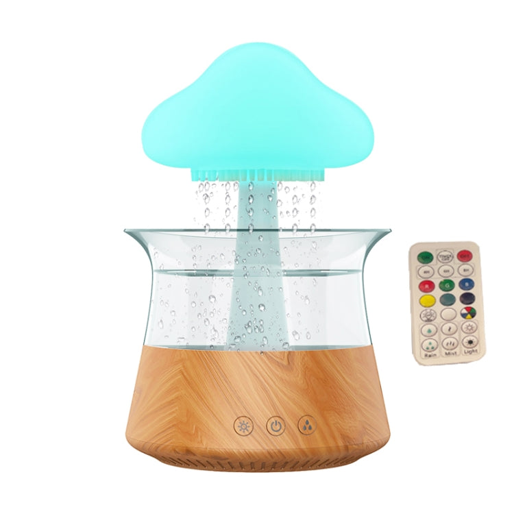 CH06 300ml Rain Humidifier Mushroom Cloud Colorful Night Lamp Aromatherapy Machine, Style: With Remote Controller(Light Wood Grain) - Air Purifiers & Accessories by buy2fix | Online Shopping UK | buy2fix