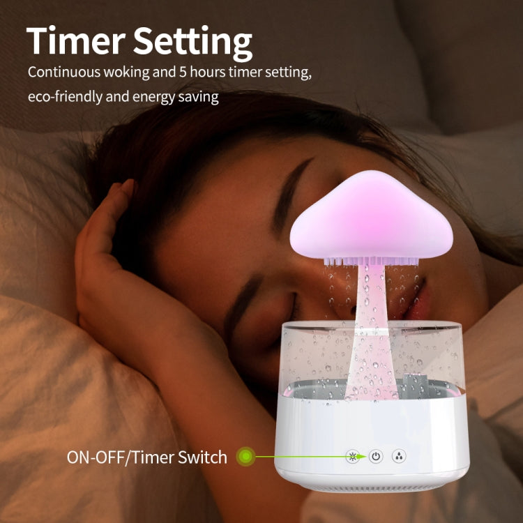 CH08 450ml Rain Humidifier Mushroom Cloud Colorful Night Lamp Aromatherapy Machine, Style: With Remote Controller(White) - Air Purifiers & Accessories by buy2fix | Online Shopping UK | buy2fix