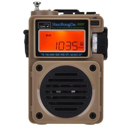 HanRongda HRD-701 Portable Full Band Radio Subwoofer Bluetooth TF Card Digital Display Radio(Khaki) - Radio Player by HanRongda | Online Shopping UK | buy2fix