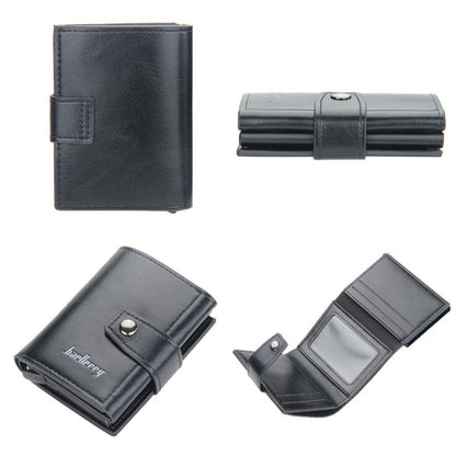 Baellerry RFID Anti-Theft Automatic Pop-Up Card Wallet Buckle Metal Aluminum Shell Card Holder(Black) - Antimagnetic RFID Package by Baellerry | Online Shopping UK | buy2fix