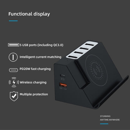 PD 20W +QC 3.0 Wireless Charging+6 Ports Multi-function Charger(EU Plug) - Multifunction Charger by buy2fix | Online Shopping UK | buy2fix