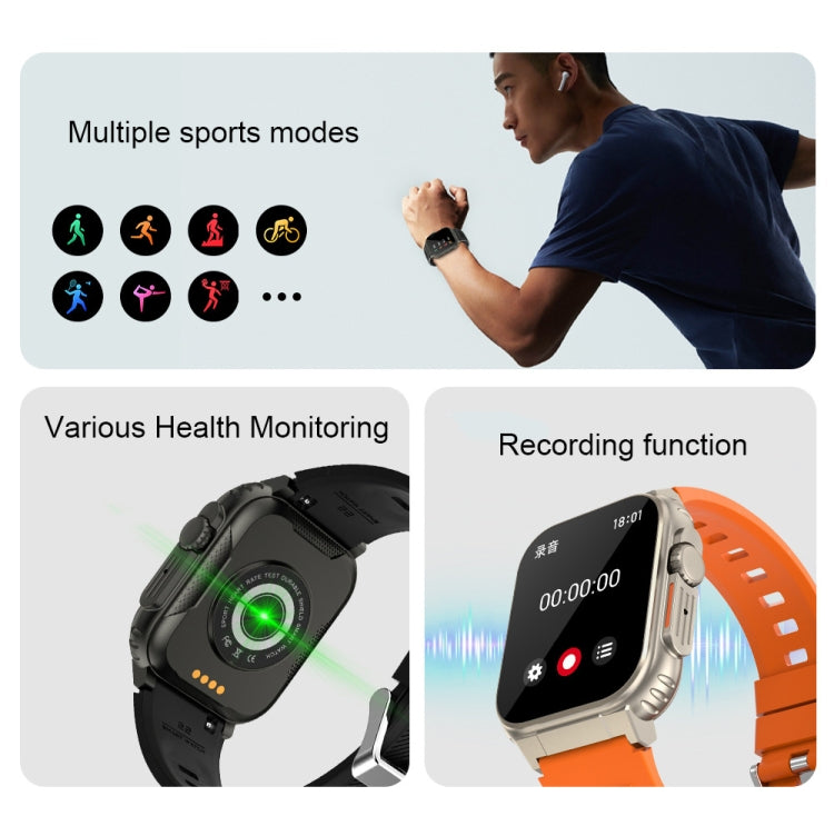 A70 1.96 Inch Health Monitoring Multifunctional IP68 Waterproof Bluetooth Call Smart Watch(Black) - Smart Watches by buy2fix | Online Shopping UK | buy2fix