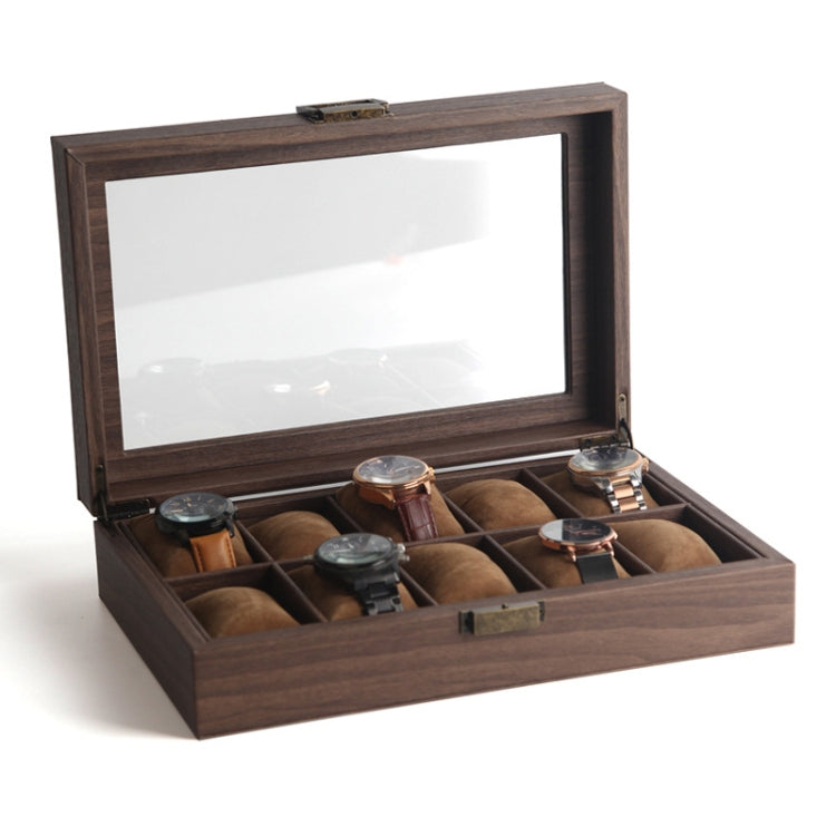 Wood Grain Leather Watch Display Box Watch Storage Case Jewelry Box, Style: 10 Digit Long - Watch Storages by buy2fix | Online Shopping UK | buy2fix