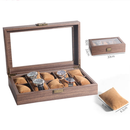 Wood Grain Leather Watch Display Box Watch Storage Case Jewelry Box, Style: 10 Digit Long - Watch Storages by buy2fix | Online Shopping UK | buy2fix