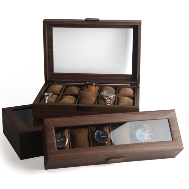 Wood Grain Leather Watch Display Box Watch Storage Case Jewelry Box, Style: 10 Digit Long - Watch Storages by buy2fix | Online Shopping UK | buy2fix