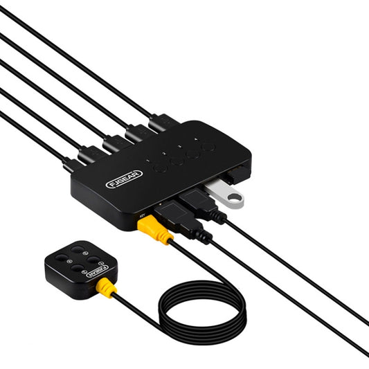 FJGEAR FJ-U404 USB2.0 4 In 4 Out Sharing Switcher With Controller - Switch by FJGEAR | Online Shopping UK | buy2fix