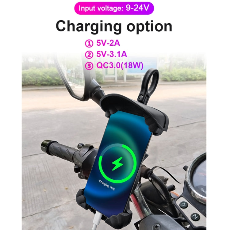 Motorcycle Sunshade Rainproof Mobile Phone Holder, Shape: Charging Handlebar Holder 18W (QC3.0) - Holder by buy2fix | Online Shopping UK | buy2fix