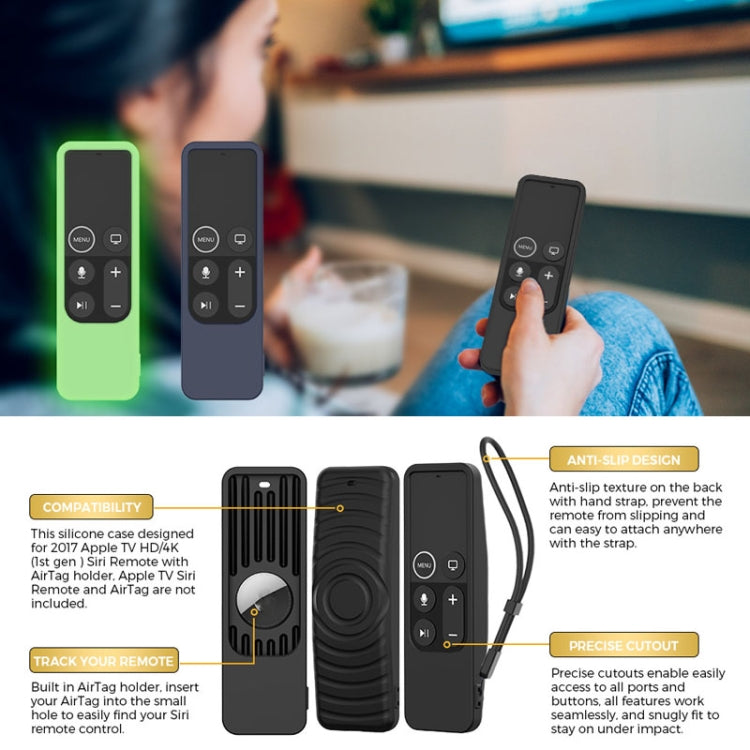 For Apple TV HD / 4K+AirTag AhaStyle PT175 Remote Control Tracker 2 In 1 Silicone Protective Cover(Black) - Remote Control Covers by AhaStyle | Online Shopping UK | buy2fix