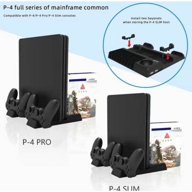 For PS4/PS4 Pro/PS4 Slim Host iplay Dual-seat Charging Multi-function Cooling Base Storage Bracket(Black) - Holder by iplay | Online Shopping UK | buy2fix