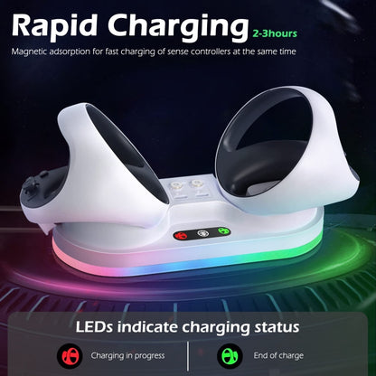 For PS VR2 Controller iplay Colorful Light Charging Base Magnetic Charging Dock(White) - VR Accessories by iplay | Online Shopping UK | buy2fix