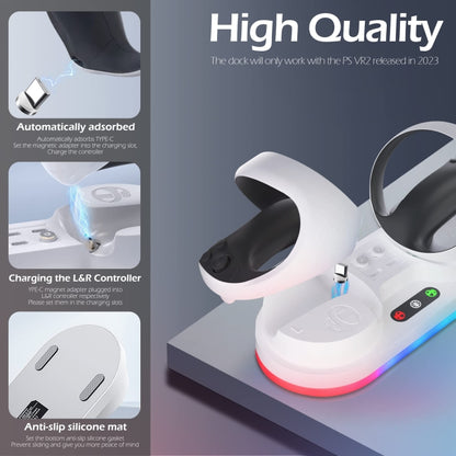 For PS VR2 Controller iplay Colorful Light Charging Base Magnetic Charging Dock(White) - VR Accessories by iplay | Online Shopping UK | buy2fix