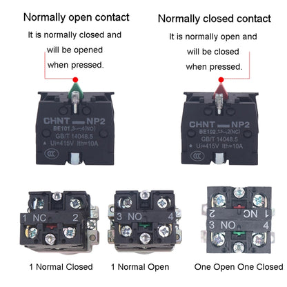 CHINT NP2-BW3361/220V 1 NO Pushbutton Switches With LED Light Silver Alloy Contact Push Button - Car Switches by CHINT | Online Shopping UK | buy2fix