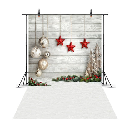 1.5m x 2.1m Snow Ground Wooden Wall Party Festival Setting Photography Background Cloth - Camera Accessories by buy2fix | Online Shopping UK | buy2fix