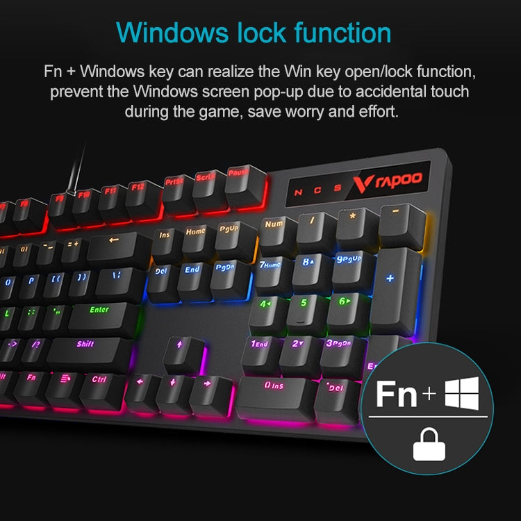 Rapoo V500 PRO Mixed Light 104 Keys Desktop Laptop Computer Game Esports Office Home Typing Wired Mechanical Keyboard(Black Shaft) - Wired Keyboard by Rapoo | Online Shopping UK | buy2fix