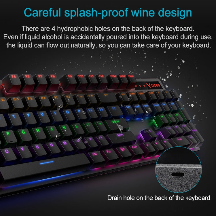 Rapoo V500 PRO Mixed Light 104 Keys Desktop Laptop Computer Game Esports Office Home Typing Wired Mechanical Keyboard(Red Shaft) - Wired Keyboard by Rapoo | Online Shopping UK | buy2fix