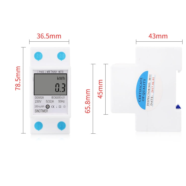 DDS528 5-32A 230V 50Hz Single-phase Household DIN Rail Electronic Multi-function Energy Meter - Consumer Electronics by buy2fix | Online Shopping UK | buy2fix