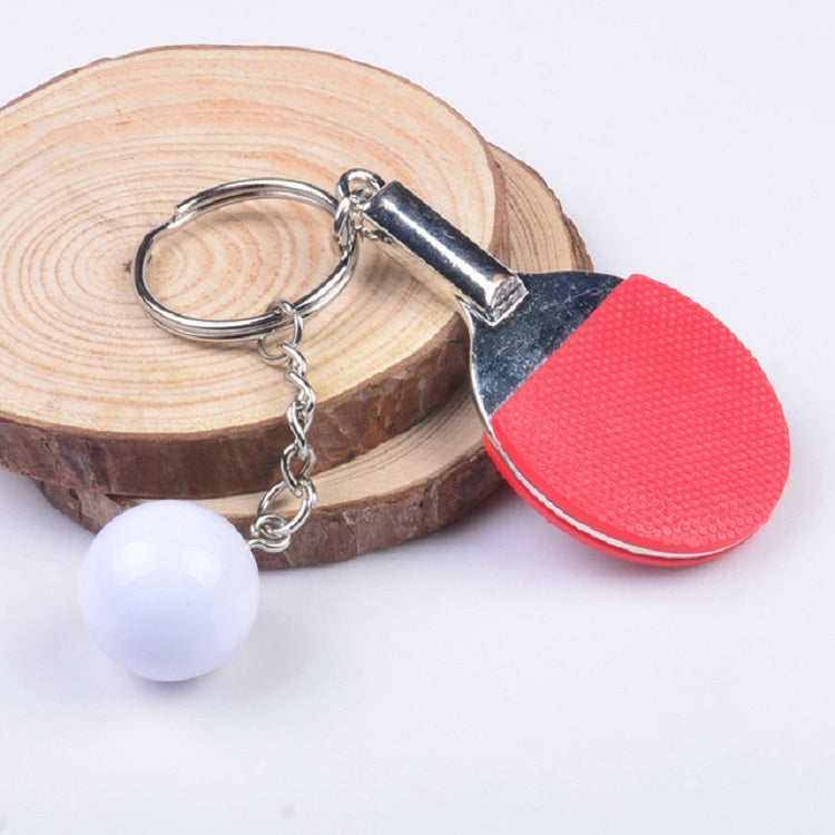 2 PCS Creative Metal table Tennis Keychain Handmade Jewelry Gift Sports Keychain, Specification:2×2.8×6.5cm(Red) - Key Rings by buy2fix | Online Shopping UK | buy2fix