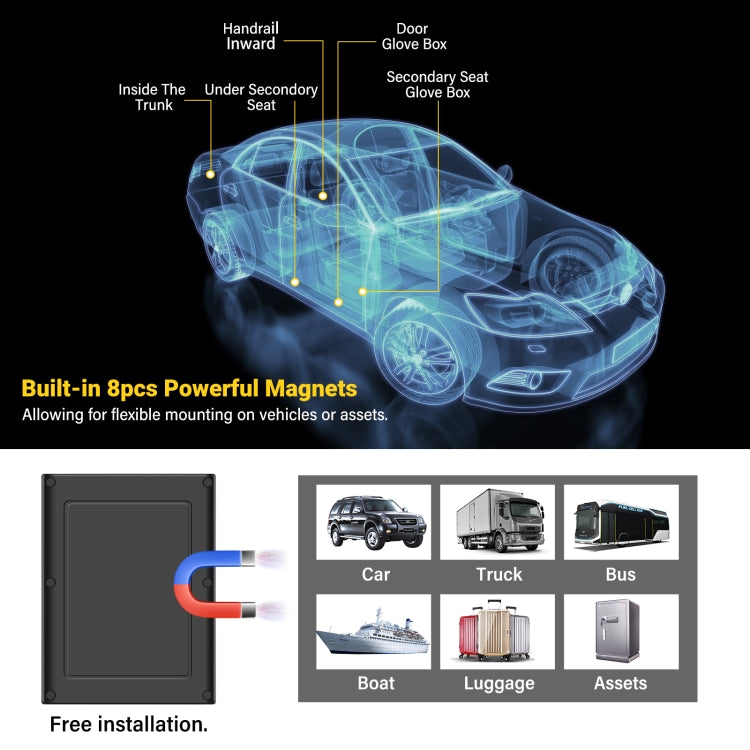 TK808 5000mAh GPS Intelligent Waterproof Multifunctional Vehicle Tracking Tracker (Black) - Car Tracker by buy2fix | Online Shopping UK | buy2fix