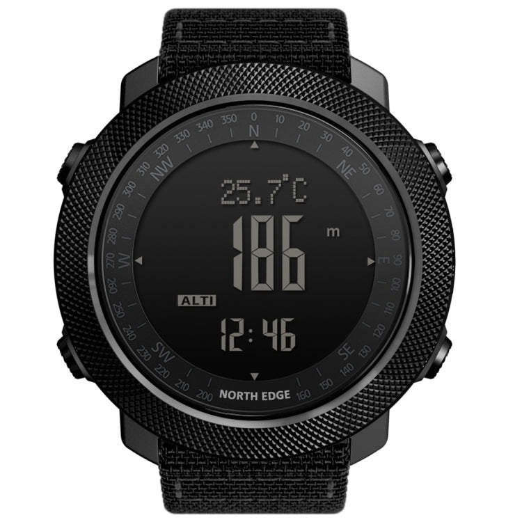 NORTH EDGE Multi-function Waterproof Outdoor Sports Electronic Smart Watch, Support Humidity Measurement / Weather Forecast / Speed Measurement, Style: Nylon Strap(Black) - Nylon Strap Watches by NORTH EDGE | Online Shopping UK | buy2fix