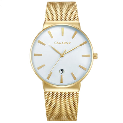 CAGARNY 6817 Living Waterproof Round Dial Quartz Movement Alloy Case Fashion Watch Quartz Watches with Steel Band(White) - Metal Strap Watches by CAGARNY | Online Shopping UK | buy2fix