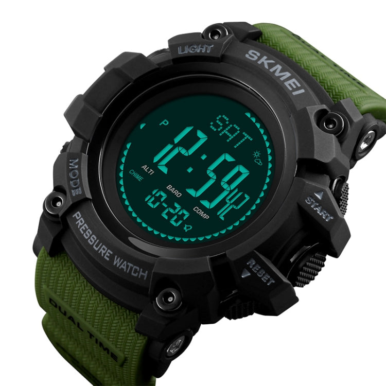 SKMEI 1358 Multifunctional Men Outdoor Sports 30m Waterproof Digital Watch with Compass / Barometer / Altimeter/ Pedometer Function(Army Green) - Sport Watches by SKMEI | Online Shopping UK | buy2fix