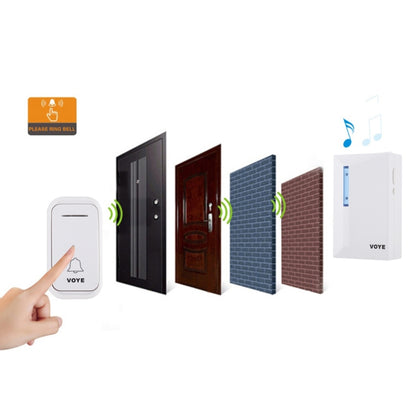 VOYE V015F Home Music Remote Control Wireless Doorbell with 38 Polyphony Sounds (White) - Wireless Doorbell by VOYE | Online Shopping UK | buy2fix