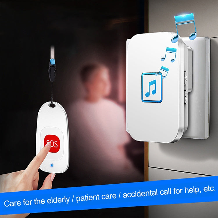 CACAZI C86 Wireless SOS Pager Doorbell Old man Child Emergency Alarm Remote Call Bell, US Plug(White) - Wireless Doorbell by CACAZI | Online Shopping UK | buy2fix