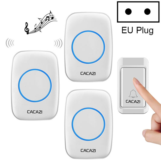 CACAZI A10G One Button Three Receivers Self-Powered Wireless Home Cordless Bell, EU Plug(White) - Security by CACAZI | Online Shopping UK | buy2fix