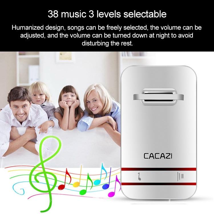 CACAZI V027G One Button Three Receivers Self-Powered Wireless Home Kinetic Electronic Doorbell, EU Plug - Security by CACAZI | Online Shopping UK | buy2fix