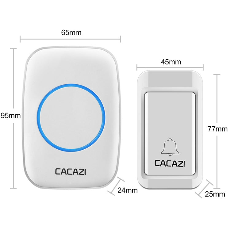 CACAZI A10G One Button One Receivers Self-Powered Wireless Home Cordless Bell, EU Plug(White) - Security by CACAZI | Online Shopping UK | buy2fix