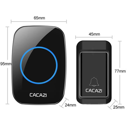 CACAZI A10G One Button One Receivers Self-Powered Wireless Home Cordless Bell, US Plug(Black) - Security by CACAZI | Online Shopping UK | buy2fix