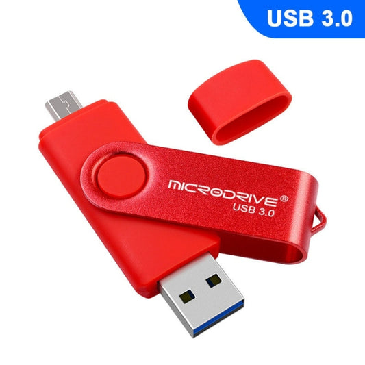 MicroDrive 16GB USB 3.0 Android Phone & Computer Dual-use Rotary Metal U Disk (Red) - USB Flash Drives by MicroDrive | Online Shopping UK | buy2fix