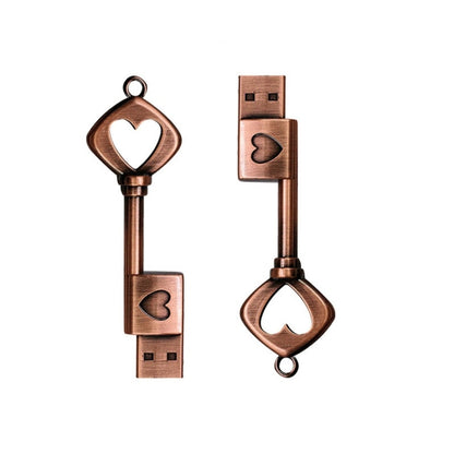 MicroDrive 64GB USB 2.0 Copper Love Key U Disk - USB Flash Drives by MicroDrive | Online Shopping UK | buy2fix